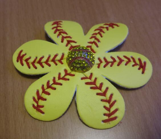 NEW Softball baseball Flower ,softball Flower Hair Clip and Accessory,Softball Hair Bows,Softball Leather Flower