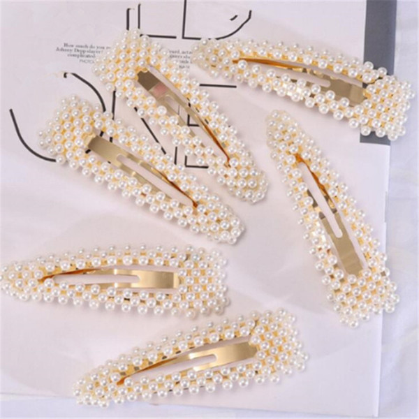 12 pcs/lot Fashion Pearl Hair Clip for Women Elegant Korean Design Snap Barrette Stick Gold/Silver Metal Alloy Hair Clip Water Drop Wedding