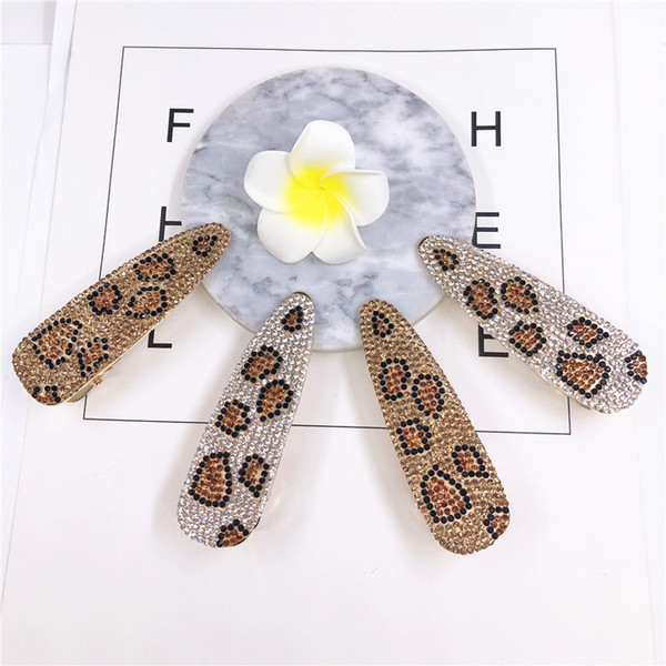 2019 New Fashion Korea Women Japan Super flash diamond Hair Accessories Leopard Hairpin Hair Clips Vintage BB Clips Bobby Barrettes