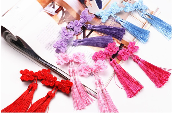 Ethnic style double bow tassel hair accessories children's duckbill clip