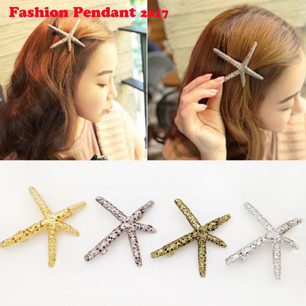 60pcs Summer Hair Decoration Women Hollow Starfish Hairpins Girls Hair Accessories Hair Clips Gold Slivey Sea Star Hairclips