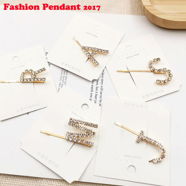 New arrival Fashion women letter crystal hairpins girl's lovely hair clips sweet Hair accessories bangs clips cute headwear