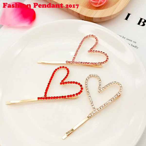 Fashion Women Barrette Heart Shape Crystal Hairpins Rhinestone Hair Clips Girls Barrettes Hair Styling Tools Accessories