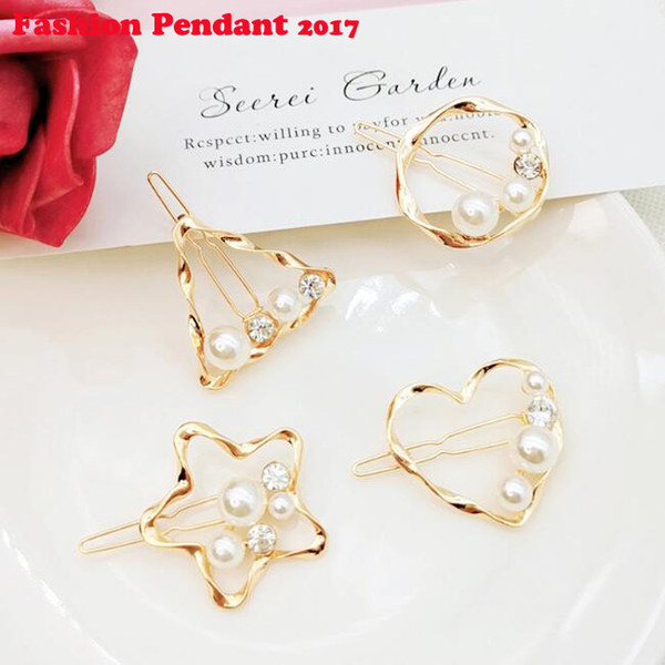 Girls Hair Clip Metal Geometric Shape Pearl Hairpins Barrettes Women Girls Jewelry Hair Accessories Headress Tools