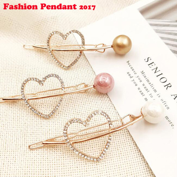 Women alloy Pearls Hair Clip for Women Girls Metal Hairpin Ladies Barrettes heart shape Hairgrip Headwear Hair Accessories