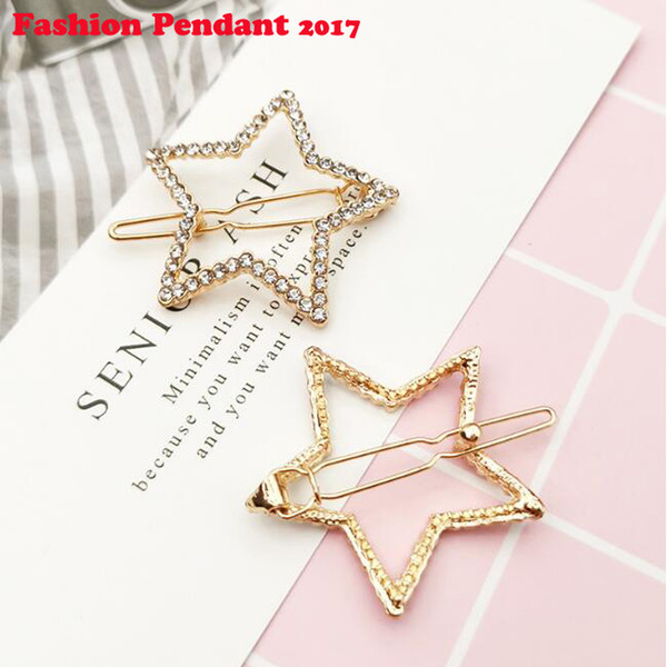 2019 Women metal hair clips Girls gold silver Hairpins crystal Star Clip Delicate Hair Accessories dropship