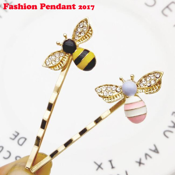 300pcs Fashion Bee Rhinestone Inlaid Hair Clip Accessory Party Barrette Girl Sweet Hairpin Birthday Gift Hair Accessories dhl shipping