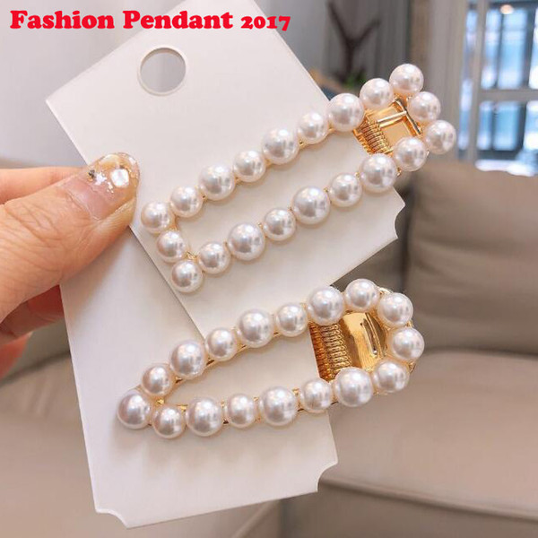 Pearl Side BB Clip Color Strip Full Rhinestone Girls Hair Accessories Rim Hair Clips For Women Hairpin Hair Bows Hairgrips