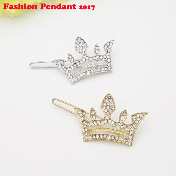 200pcs 2019 New Crown Rhinestone Hair Clips Head Jewelry Women Accessories Tiara Barrettes Silver Full Crystal Hollow Hairpin dhl shipping