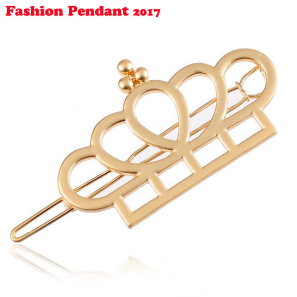 Sweet Princess Geometric Side Bangs Mini Hair Clips Women Hollow Out Tiara Crown Hairpins Vintage Barrettes