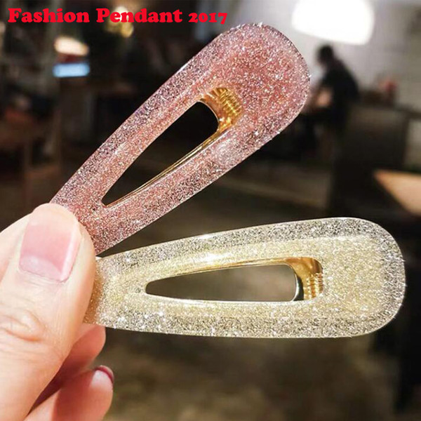 Women Girl Korea Hollow Geometric Waterdrop Acrylic Hair Clips Shiny Tinfoil Sequins Hairpin Hair Accessories Barrette