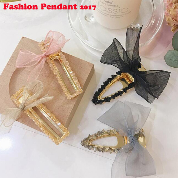 2019 Elegants Bow Metal Hair Clip women Clips Barrettes Crystal Hairgrips Waterdrop Hairpins Hair Accessories Hairpins