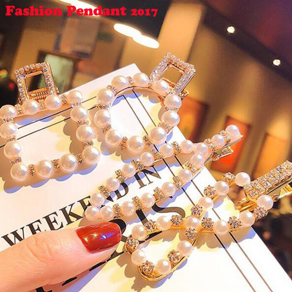 Pearl Side hair Clip Rhinestone Girls duck clips Hair Accessories Hair Clips For Women Hairpin Bows Hairgrips