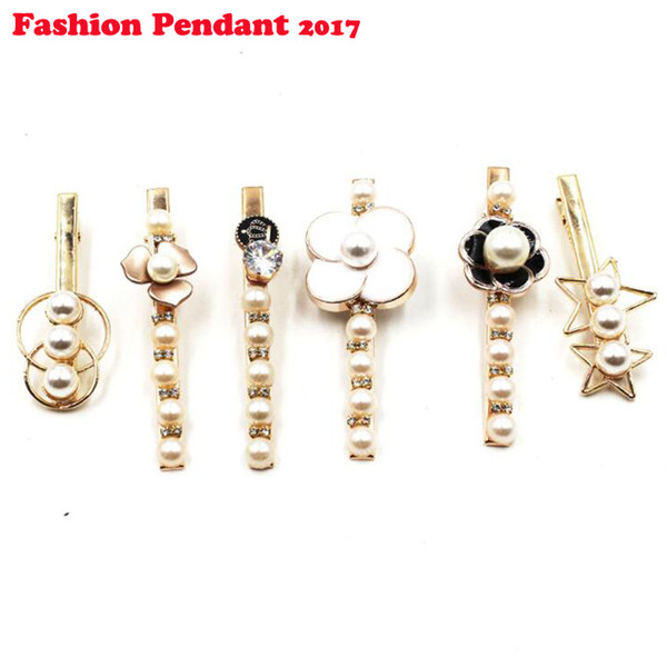 Fashion Women Girls Pearl Metal Hair Clip Barrette Stick Hairpin Bobby Jewelry Styling Tools Hair Accessories