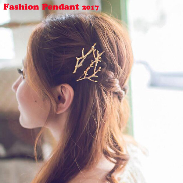 Branch Leaves Hairpin Fashion Metal Antler Branch Alloy Barrettes Bobby Hair Clips Pin Styling Tool Women Girls Gold/Silver