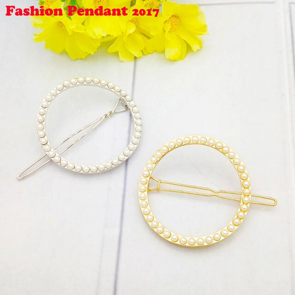 200 pcs Fashion Retro Pearls Hollow Round Circle moon Design Barrette Hair Clip Clamp Hairpin Wedding Party Jewellery dhl shipping