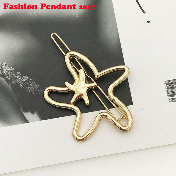 200pcs Starfish bow Shape Hair Clip Fashion Women Lady Girl Punk Hollow Out Barrettes Hairpin Clamps Gold Tone dhl shipping