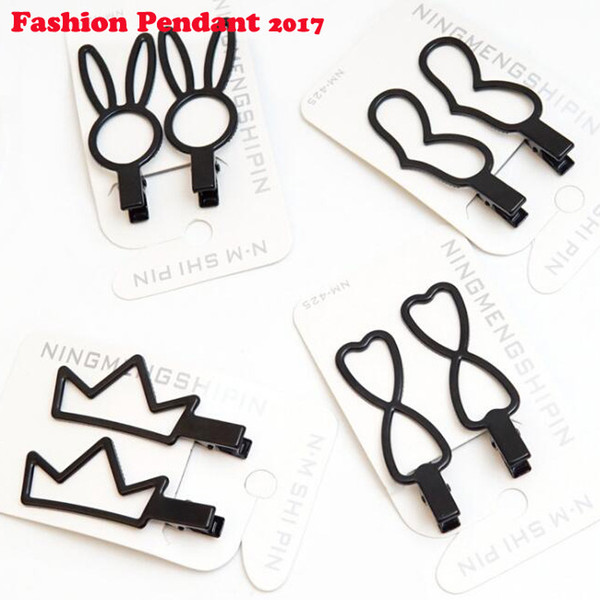 Black Baby Hair Snap heart crown shape Clips accessories for women hairgrips Barrettes Head hairpins Jewelry