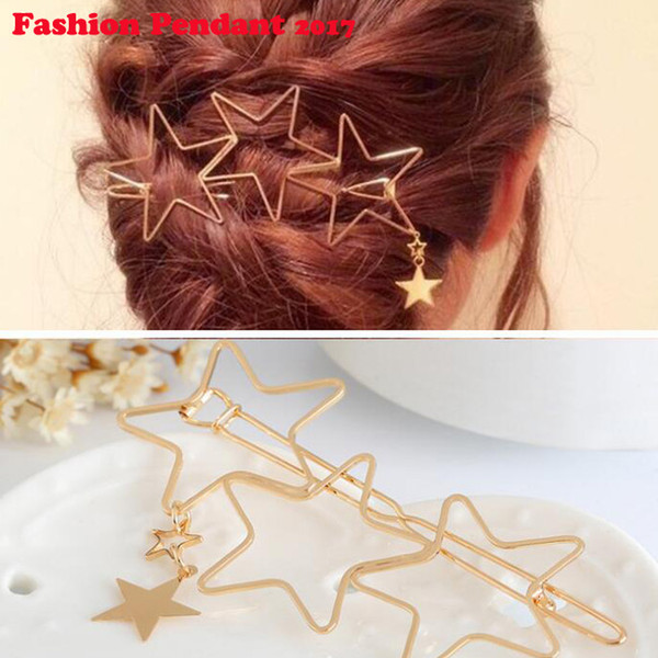 Woman Hair Accessories five-pointed star Hair Clip Pin Metal copper Hairgrip Barrette Girls Holder Hair Clip