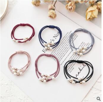 Butterfly Korea Simple Wild Pearl Beads Hair rope Hair ring Multilayer Elastic Rubber band Hairballs Hair accessories