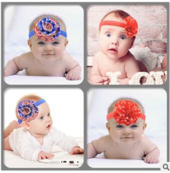 5 colors Children's elastic hair band five-pointed star flower stripes American flag headband baby headdress baby hair accessories wholesale