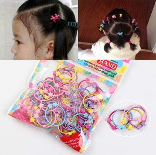 50pcs/1Pack Hair Accessories Cute Candy Colors Elastic Hair Rubber Band High Quality Kid Ponytail Holder Headband Ties Gum