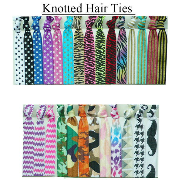 Girls Women Knotted Hair Ties Elastic Pony Hair Holders Gum For Hair Scrunchy Polka Dots Chevron Camo Zebra Printing