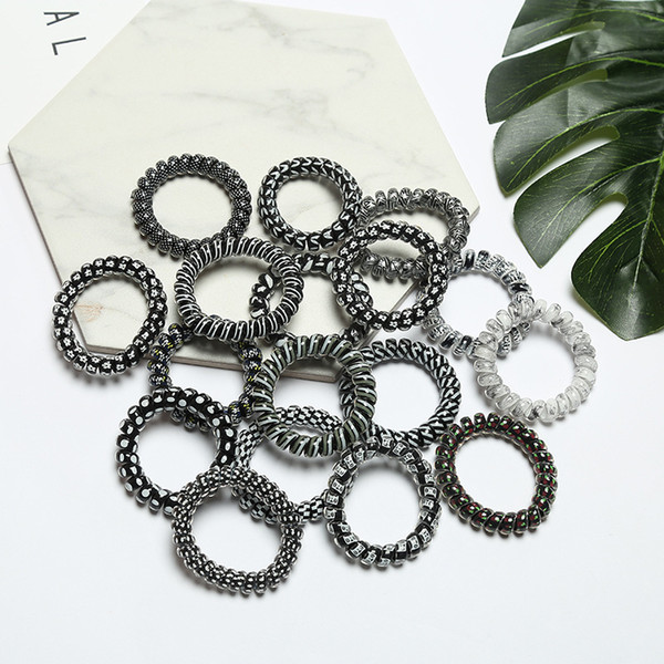 hairband hair bands rope elastic telephone wire spring design for Women girl Hair Accessories headwear holder black white