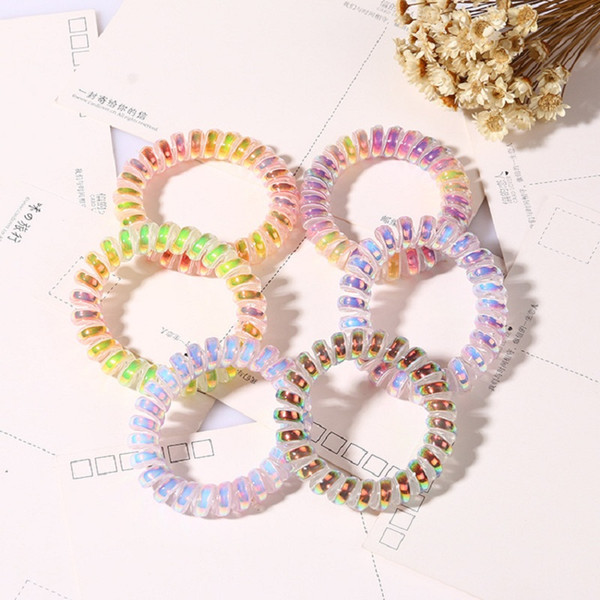 hairband hair bands rope elastic telephone wire spring design for Women girl Hair Accessories headwear holder colorful shiny