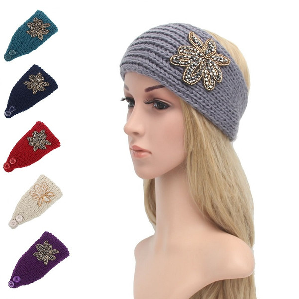 Women Fashion Hair Jewelry Wool Crochet Headbands Knit Hair bands Flower Winter Ear Warmer Wool hair bands free shipping