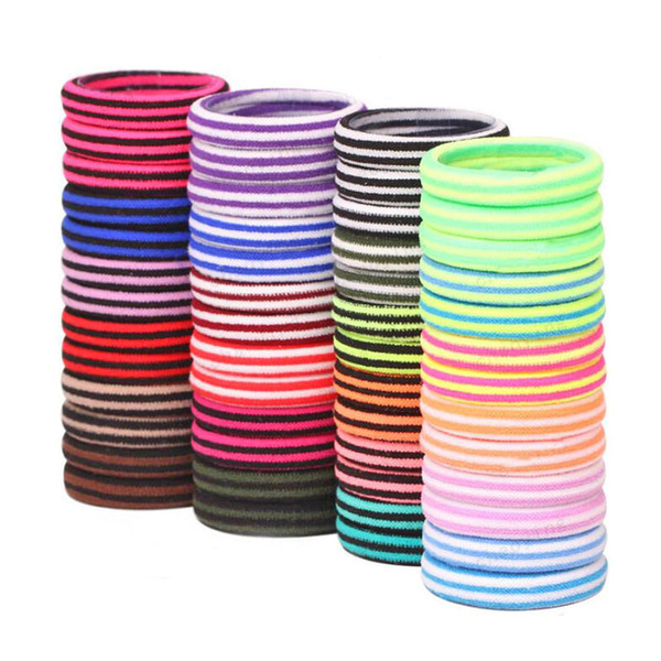 Lots 72 Pcs /pack Size 4cm Striped Colored Elastics Rubber Bands Hair Accessories Colorful Headband Girls Tie