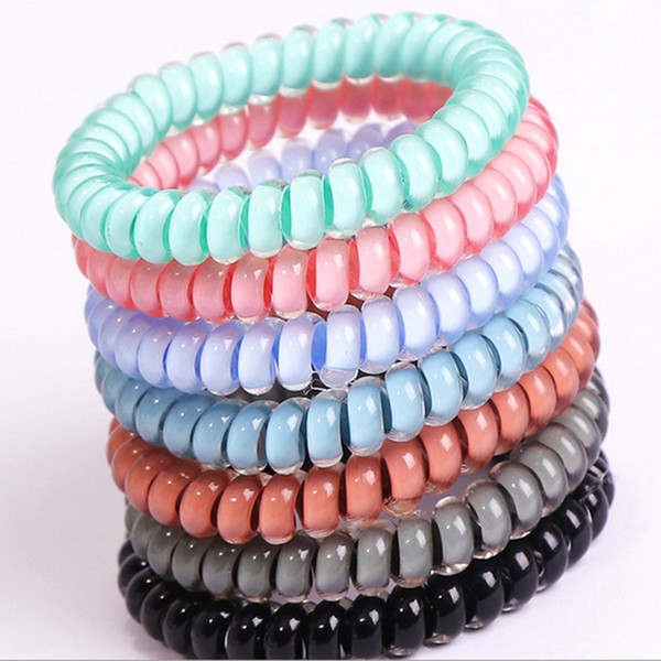 New Designer Accessories Candy Color Telephone Wire Cord Headband for Women Girls Elastic Hair Rubber Bands Hair Ties Hair Jewelry