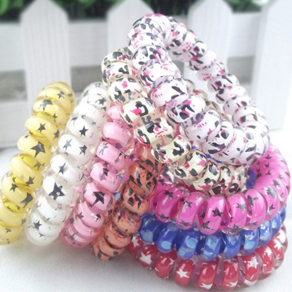 Mix color Leopard Big Size Hair Rings Telephone Wire Hair Elastics Bobbles Hair Tie Bands Kids Adult Hair Accessories Can used as Bracelets