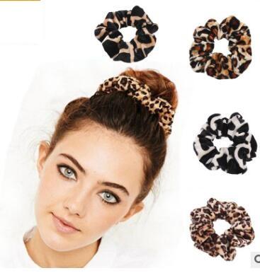 Leopard Velvet Elastic Hair Scrunchie Scrunchy Hairbands Head Band Ponytail Holder Girls princess accessories Hair Accessories 391