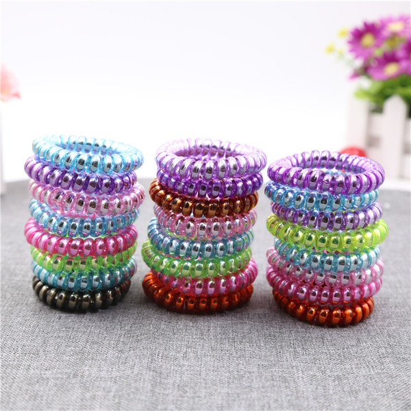 High Quality Telephone Wire Cord Gum Hair Tie Girls Elastic Hair Band Ring Rope Candy Color Bracelet Stretchy Scrunchy Mixed color