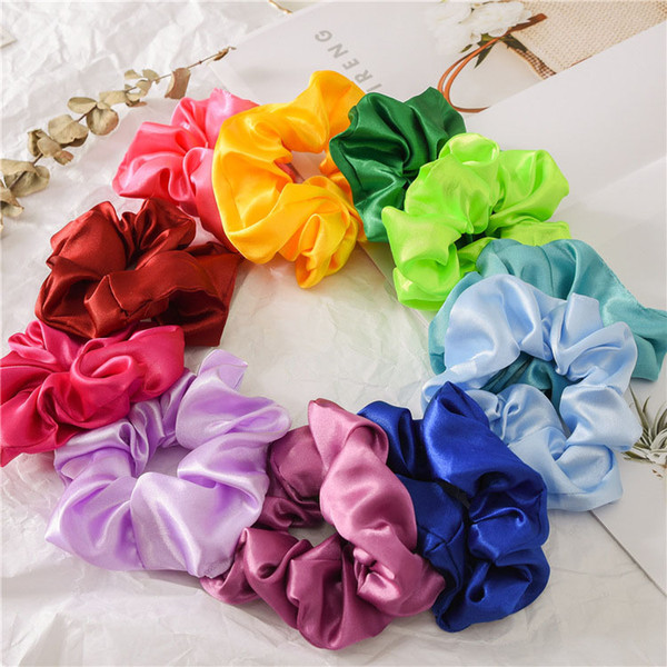 2019 New cross-border new 37 color satin large intestine circle hair ring set female cloth ring hair jewelry manufacturers wholesale