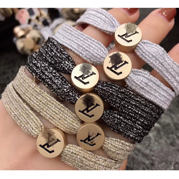 Multistyle Elastic Luxury Hair Rubber Band with Stamps Letters Brand Hair Rope Luxury Hair Accessory Gift for Women High Quality