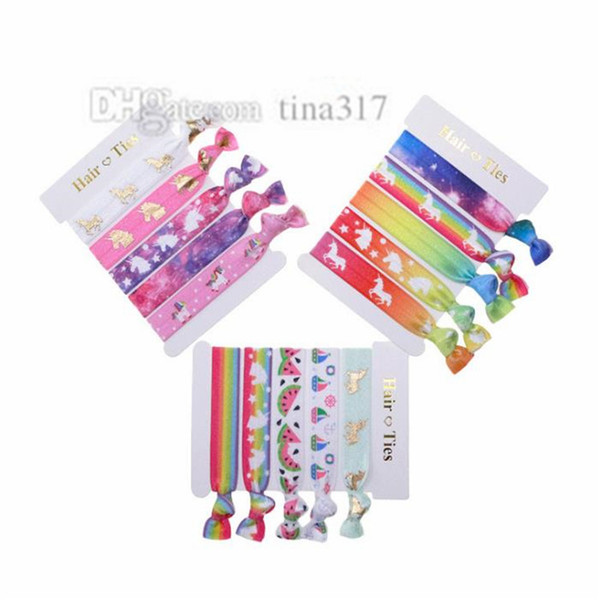 Fashion Rainbow Gradual Unicorn Knotting hair ring Calico Elastic belt Hot-selling hair band elastic band T9C00106