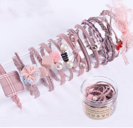 Korean version of the new women's 12-piece set hair ring hair band rubber band beautiful lady's hair rope cover with a storage box