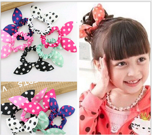 Mix Style Hair Ornaments Polka Dot Rabbit Ears Elastic Hair Bands Girl Headwear Headband Scrunchy Children Hair Tie Ring