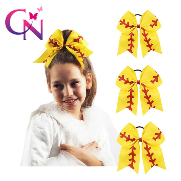 HOT American football baseball children's bow hair ring cheerleading rubber band Girls Hairbows Headdress Handmade Hair Accessories