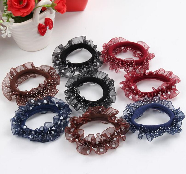 Hot sale Candy color towel lace hair ring hair rope headdress high grade new FQ037 mix order 100 pieces a lot