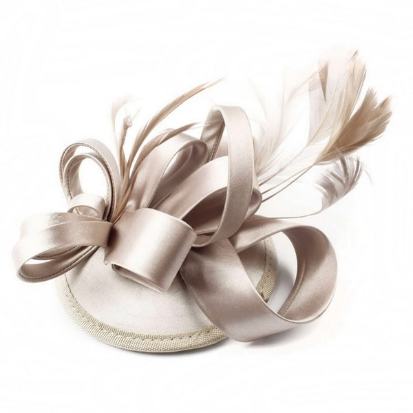 Many Colors Decorative Feather Satin Fascinator Hair Clip Cocktail Hat foe Wedding Party Decoration