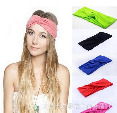 19 Colors Women headbands Stretch Twist Headband Turban Sport Yoga Head Wrap Bandana Headwear 2017 Hot Hair Accessories Free Shipping