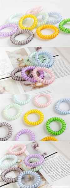 27colors Telephone Wire Cord Gum Hair Tie 6.4cm women Girls Elastic Hair Band Ring Rope Candy Color Bracelet Stretchy Scrunchy