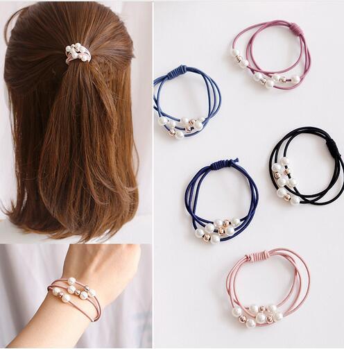 Girls Sweet Pearl Elastic Hair Bands Princess Ponytail Holder Gum For Hair Scrunchies Headband Rubber Band Kids Hair Accessories GB170