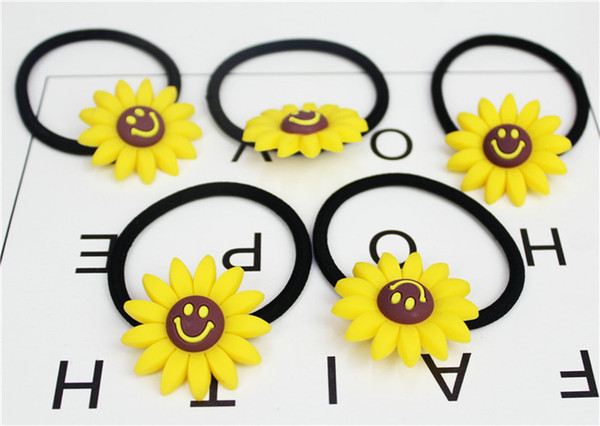 Sun flower smiley rubber band Korean version of the headwear new plastic headdress