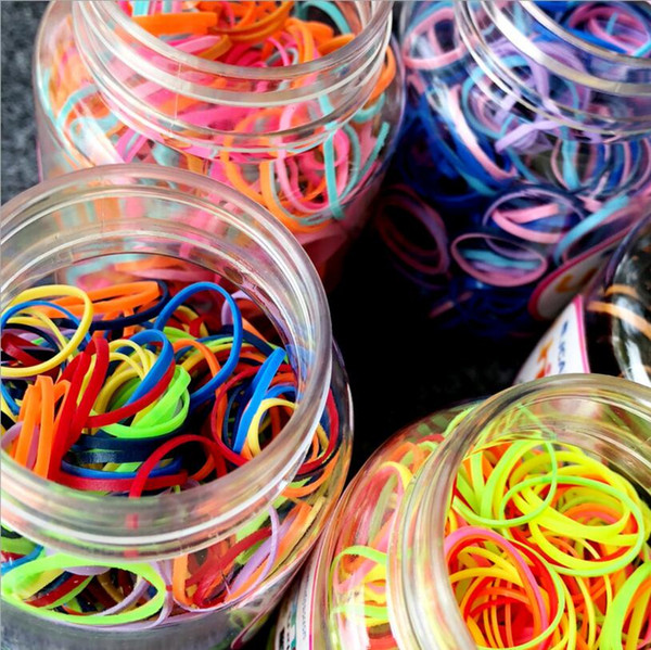 200pcs Hairband Rope Kid Ponytail Holder Rubber Elastic Hair Ties Ropes Rings Band Braids