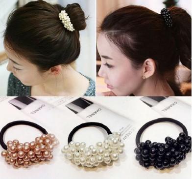 Hair Ropes For Girls /Ladies - Fake Pearls Hair Ties Rubber Band Hair Accessories Ties Ropes