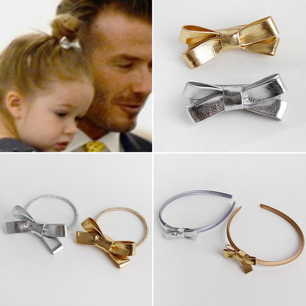 New Fashion Kids Hairpins/Elastic Hair Bands/Hairbands PU Leather Bows Design Hair Clips Girls Children Hair Accessories